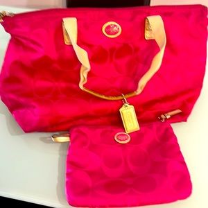 Hot Pink Colour Tote Bag by Coach (2 in 1)